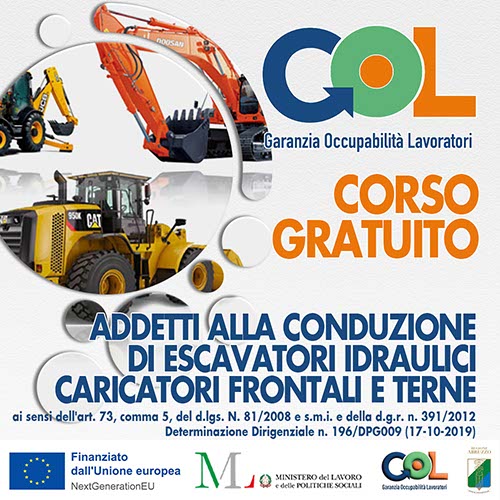 Corsi GOL Addetti alla conduzione di escavatori idraulici, caricatori frontali e terne